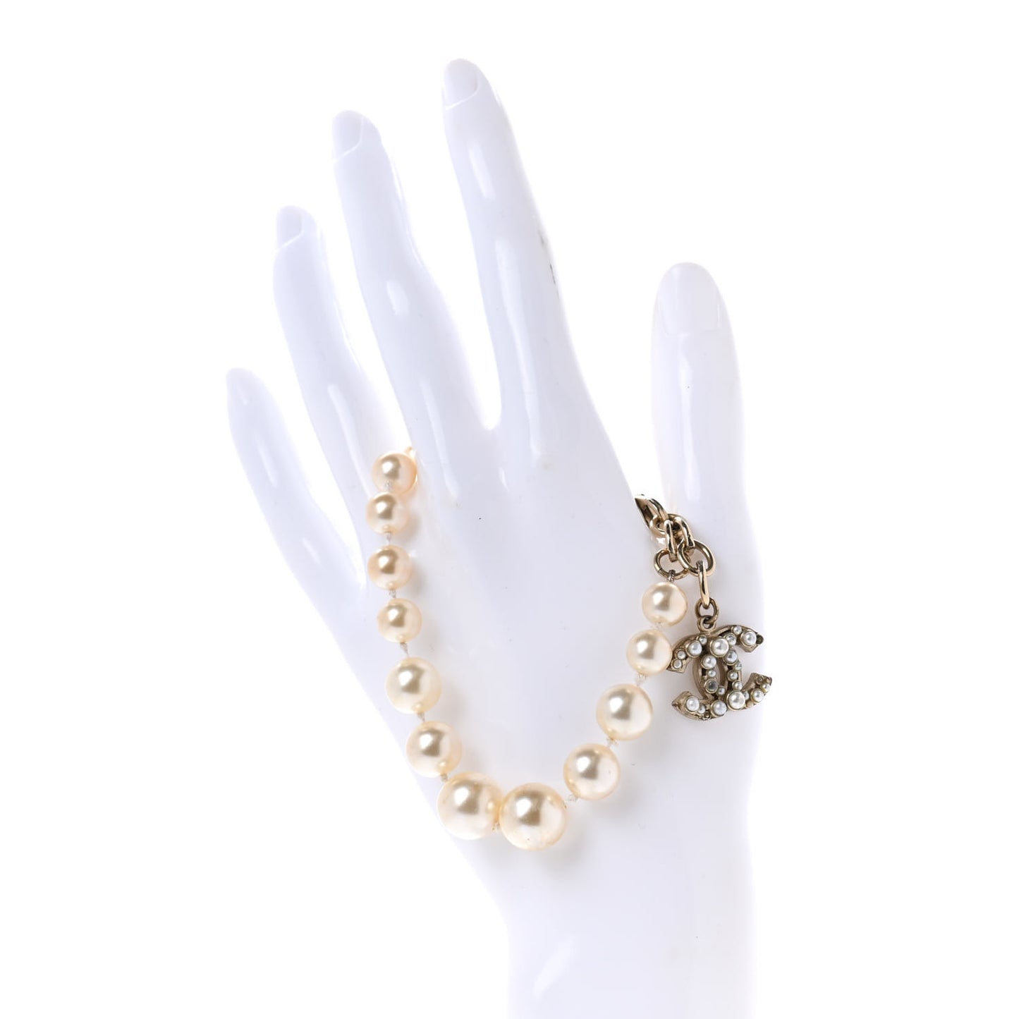 Graduated Pearl CC Bracelet Gold