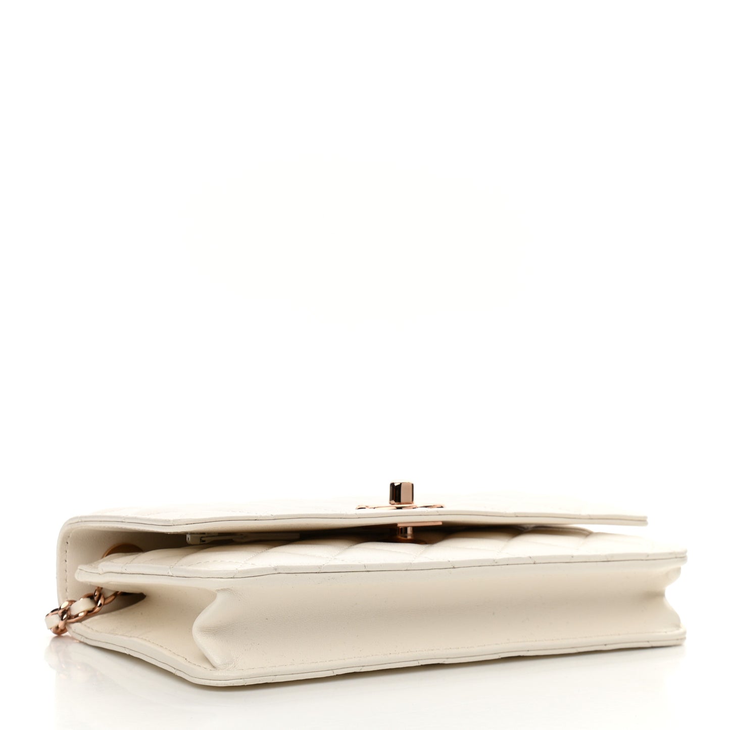 Lambskin Quilted Trendy CC Wallet On Chain WOC White