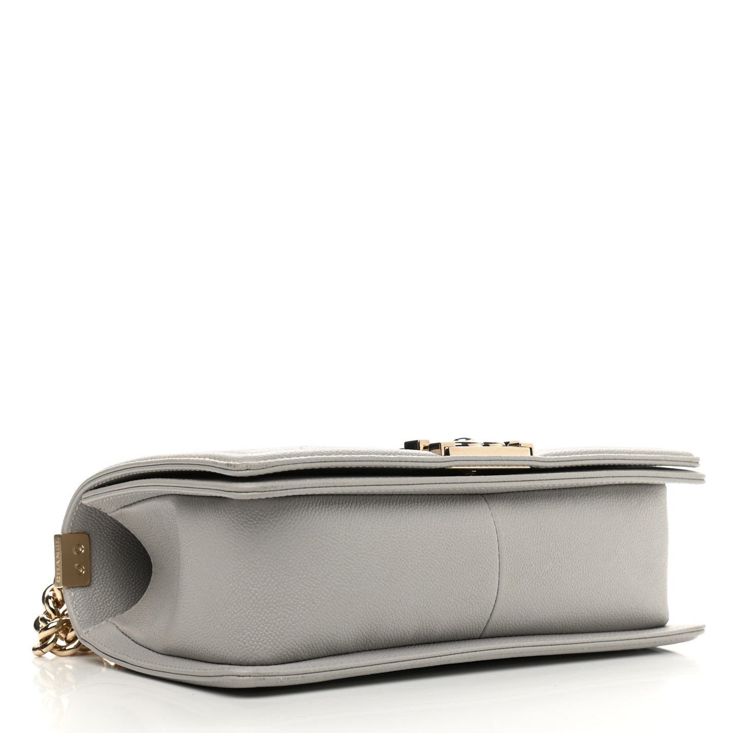 Caviar Quilted Medium Boy Flap Light Grey