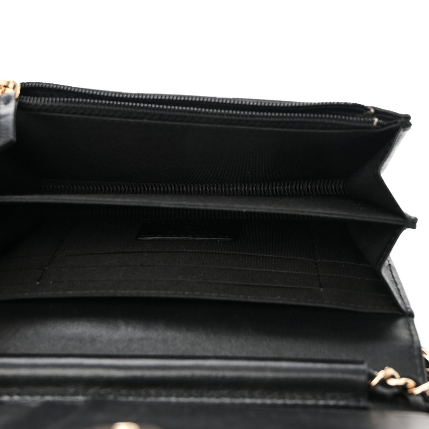 Lambskin Quilted Mini Camellia Bow Wallet On Chain WOC Black