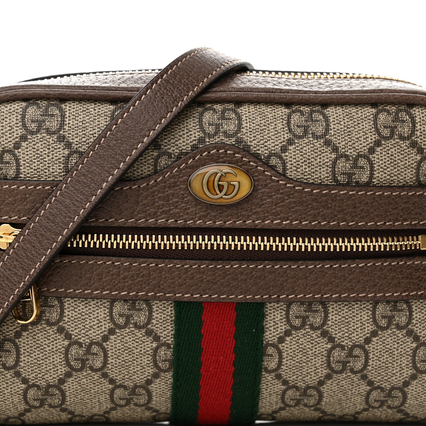 GG Supreme Monogram Web Mini Ophidia Shoulder Bag Brown