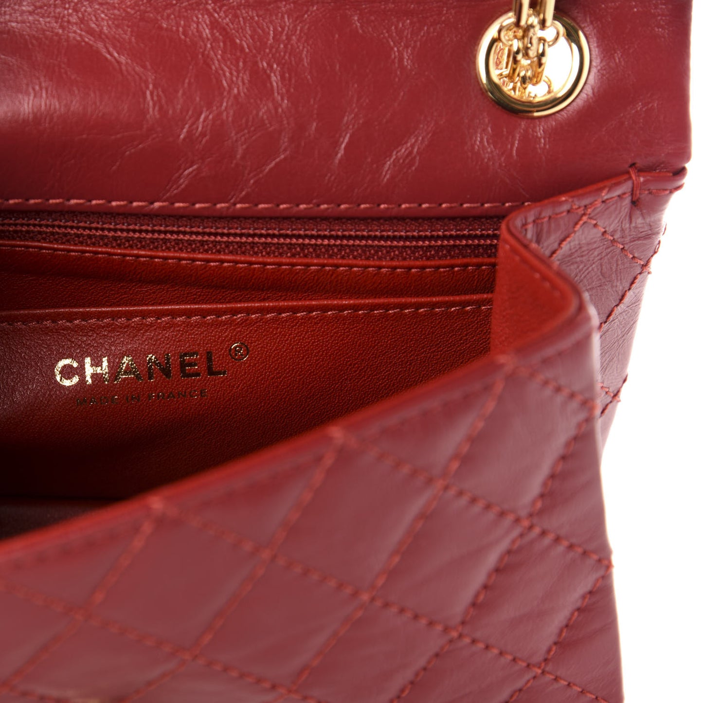 Aged Calfskin Quilted 2.55 Reissue Mini Flap Red