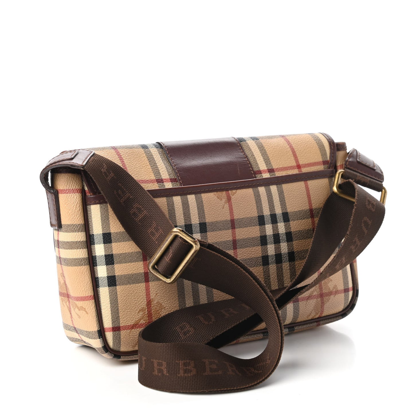 Haymarket Check Buckle Crossbody Bag Brown