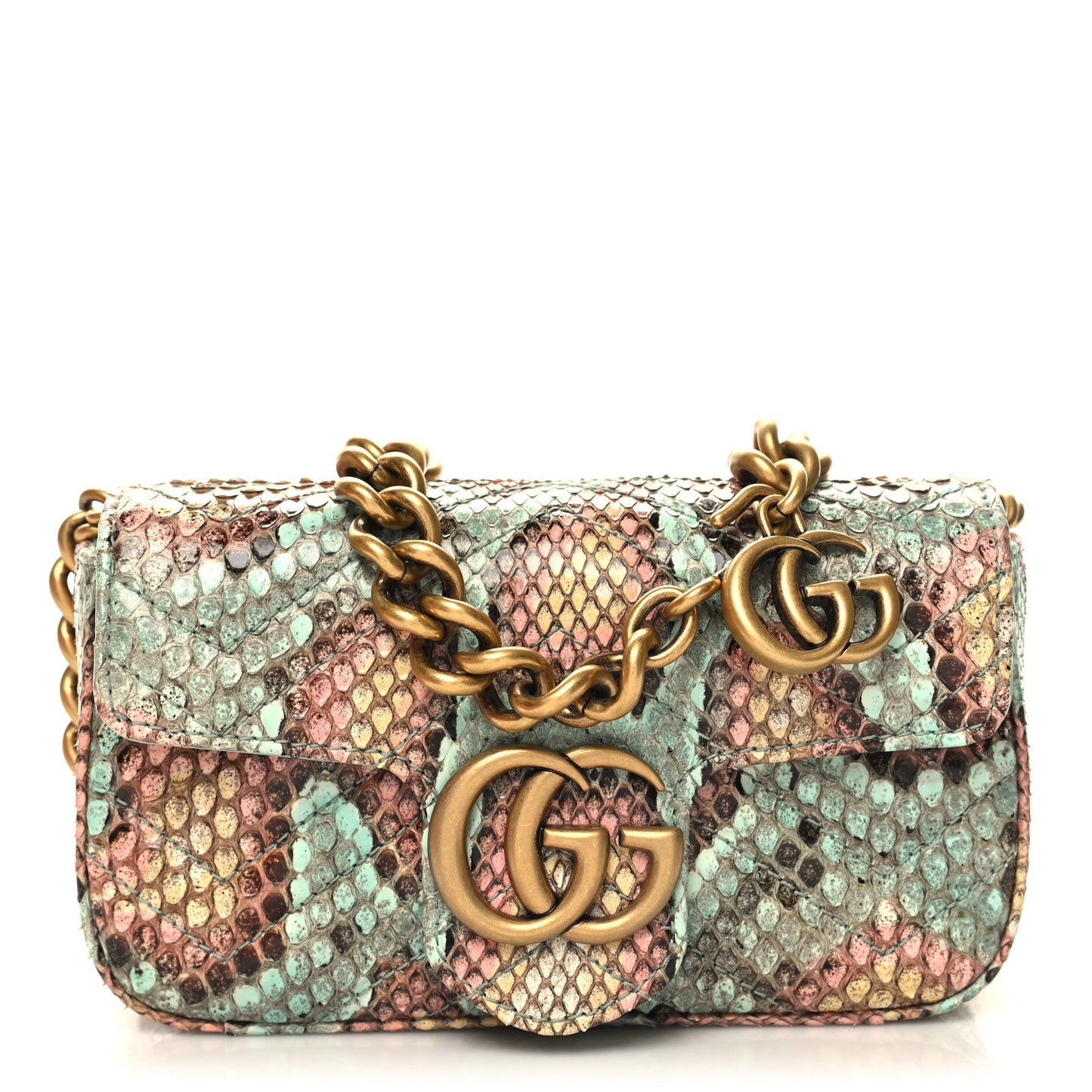 Snakeskin Matelasse GG Marmont Chain Belt Bag