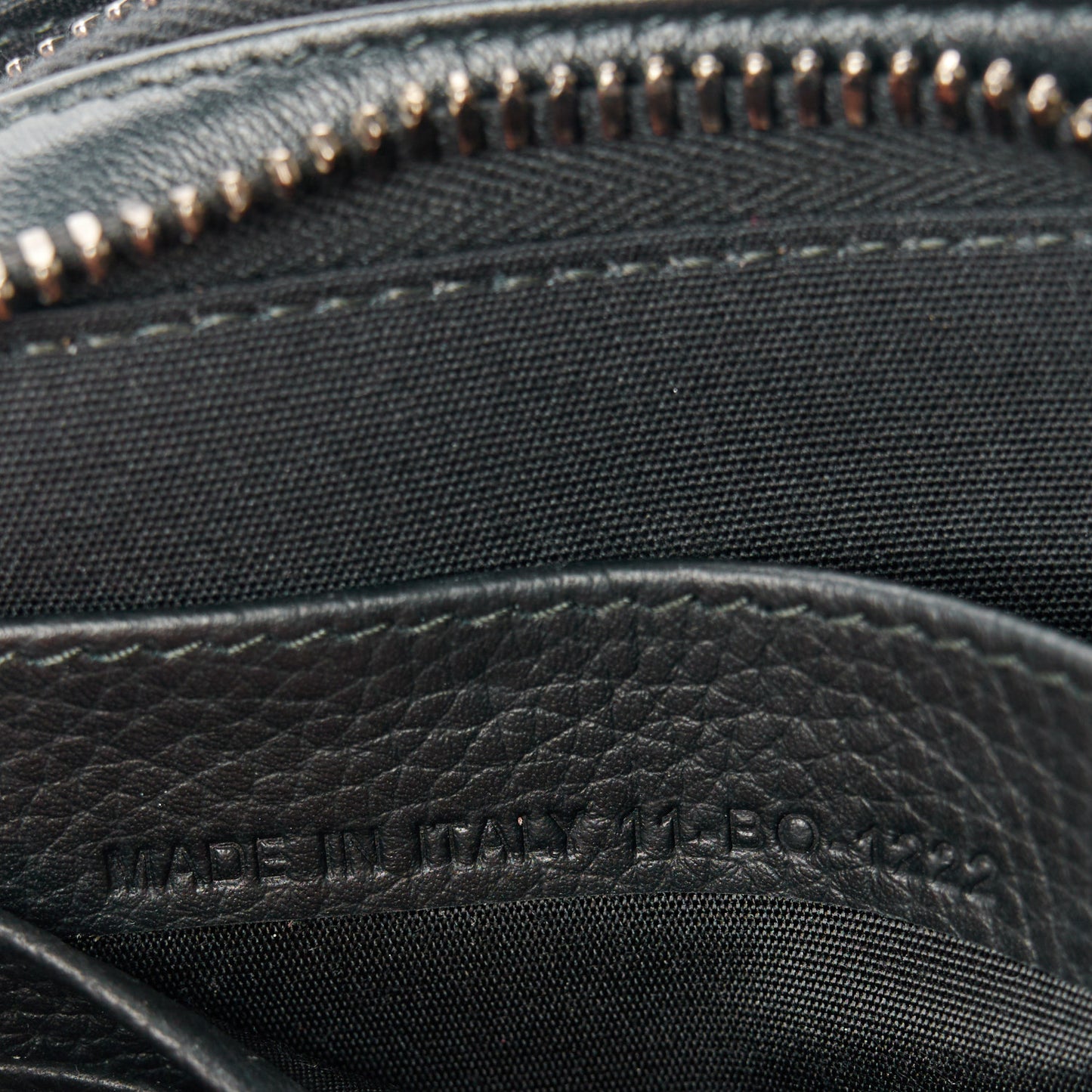 Grained Calfskin CD Icon Zipped Pouch With Strap Black