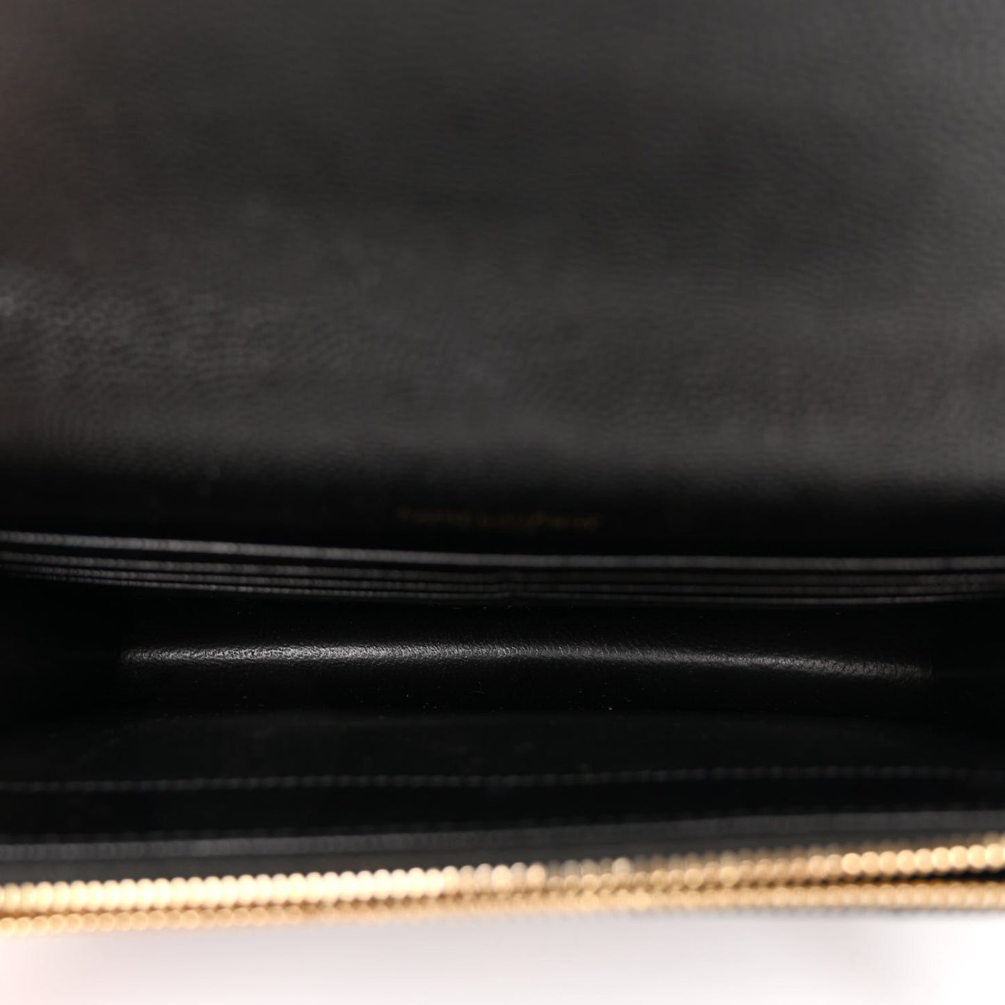Grain De Poudre Matelasse Chevron Monogram Envelope Chain Wallet Black