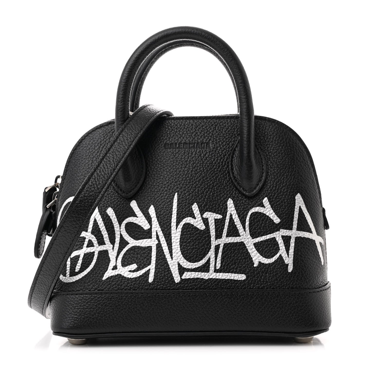 Balenciaga Grained Calfskin Graffiti Print Logo XXS Ville Top