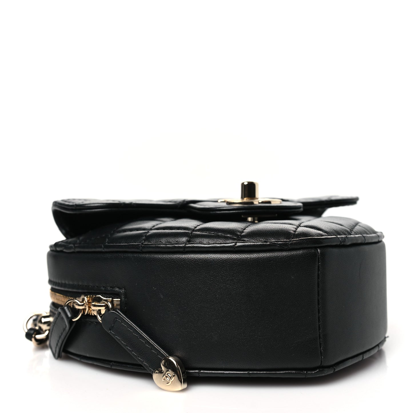 Lambskin Quilted CC In Love Heart Bag Black