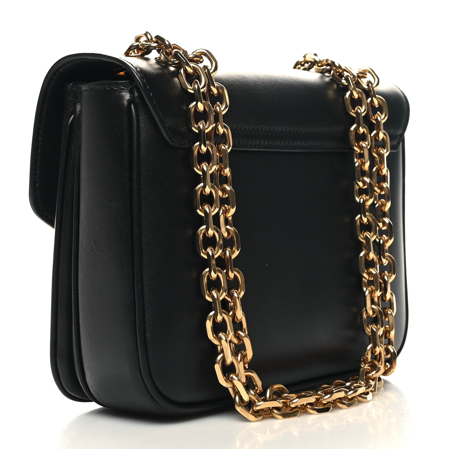 Shiny Calfskin Small C Bag Black