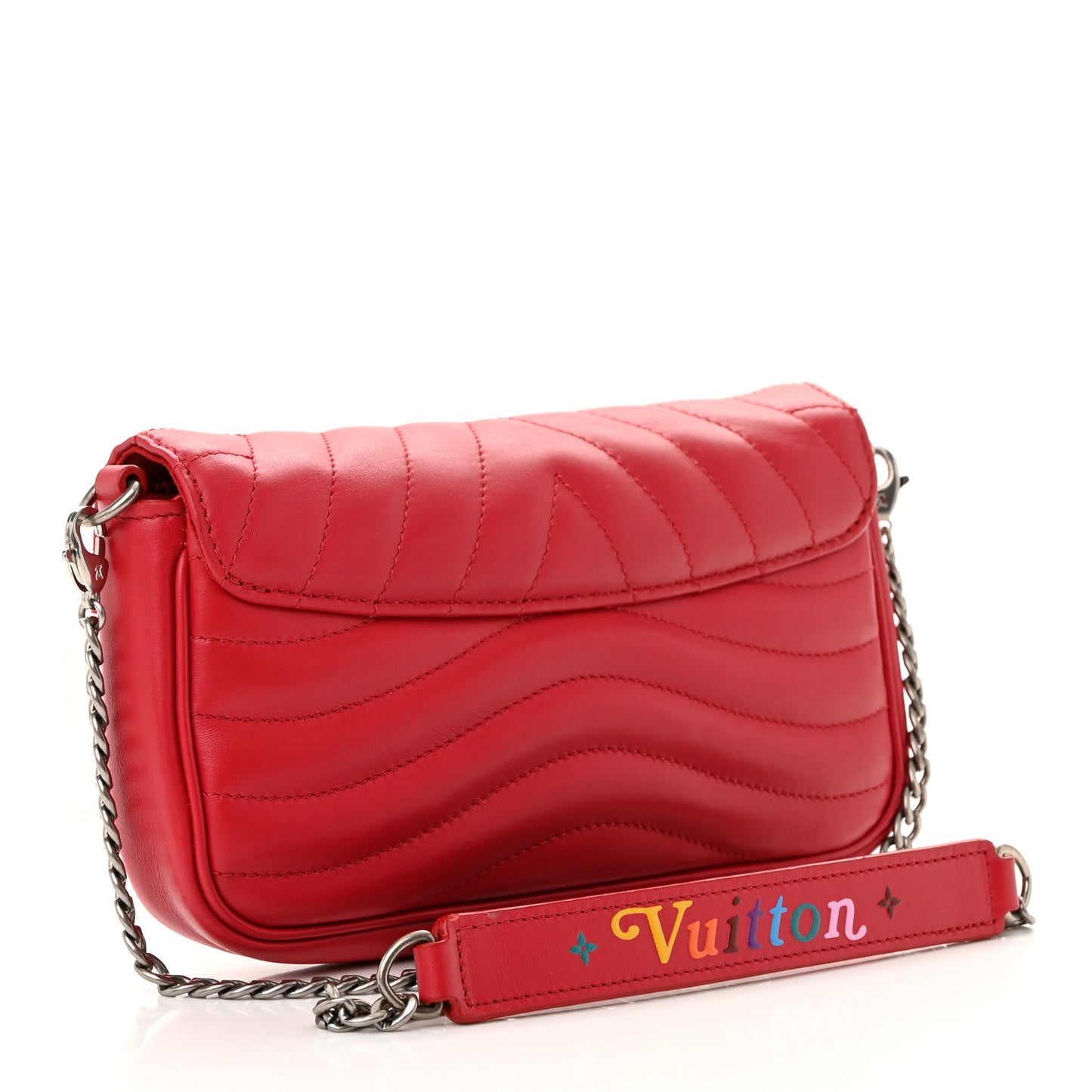 Calfskin New Wave Chain Pochette Scarlet