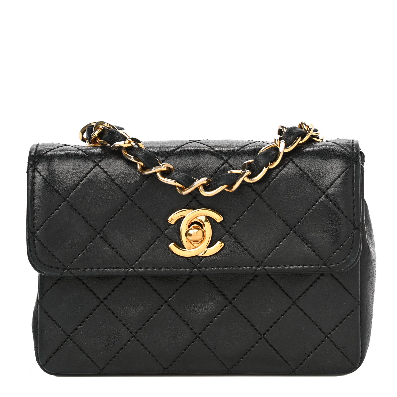 Chanel Lambskin Quilted Micro Mini Flap Bag Black 917331