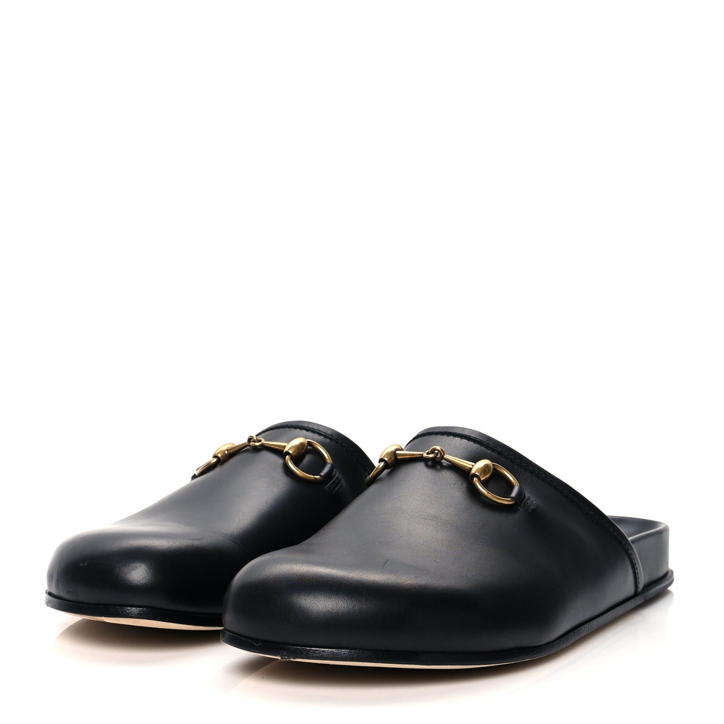 Calfskin Mens Horsebit River Slippers 9 Black
