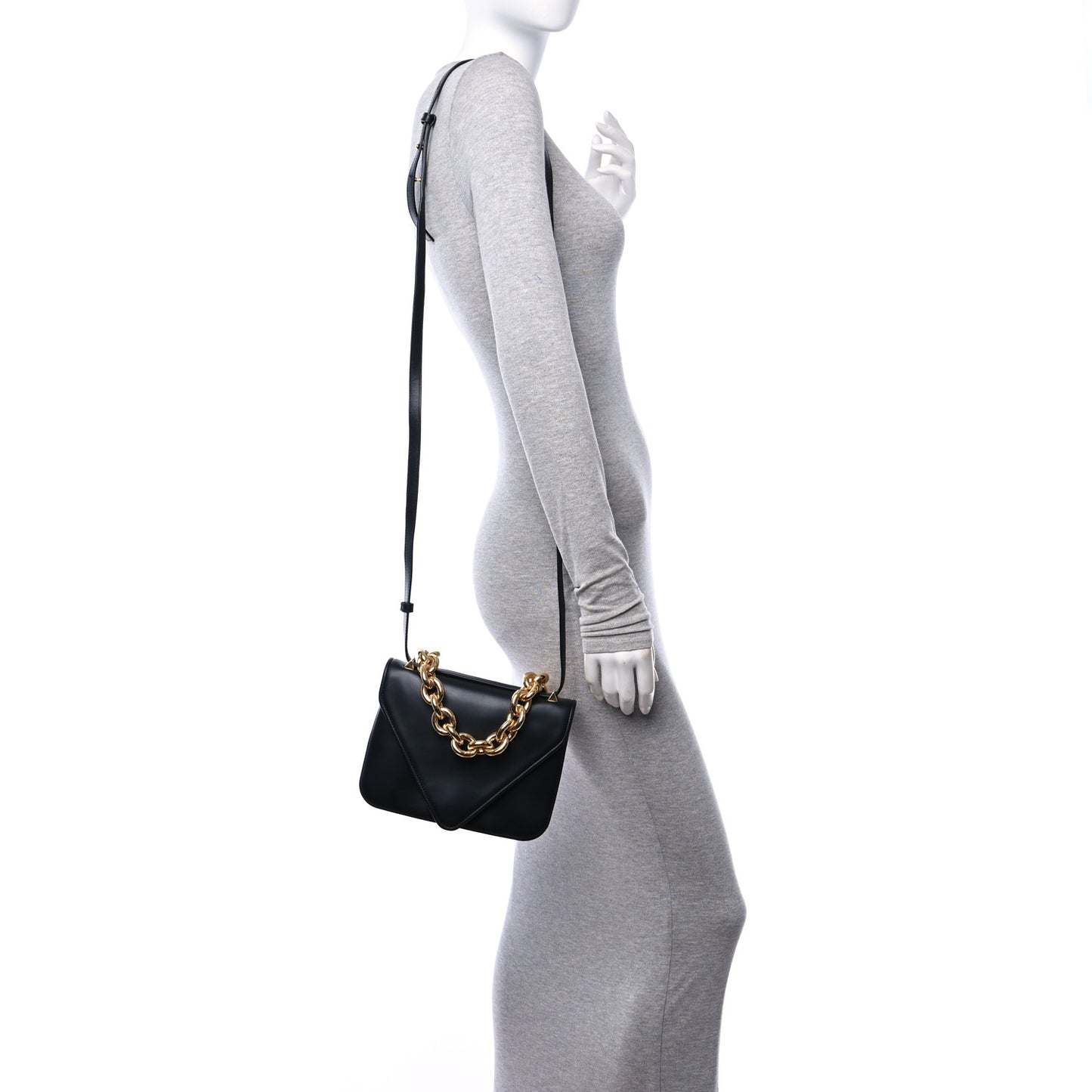 Calfskin Mount Envelope Bag Black