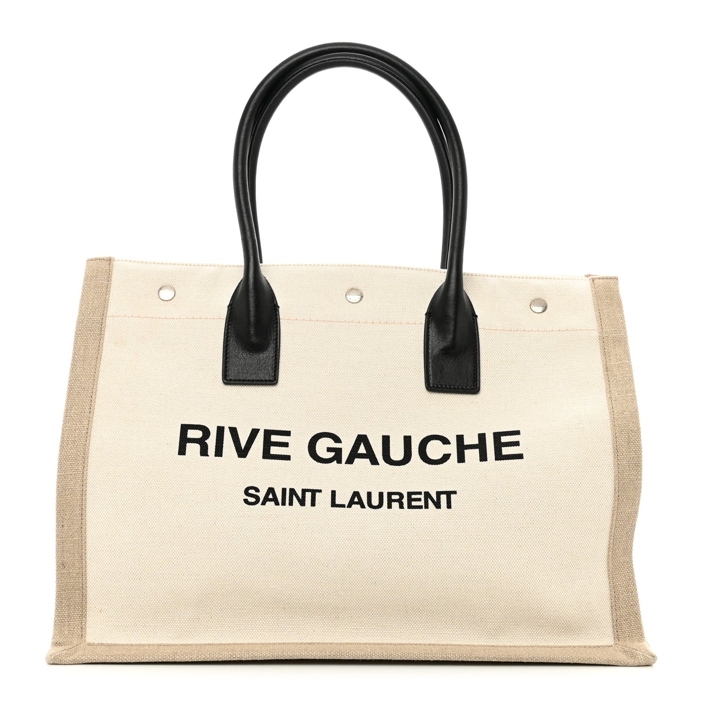 Linen Calfskin Small Rive Gauche Tote Greggio Natural