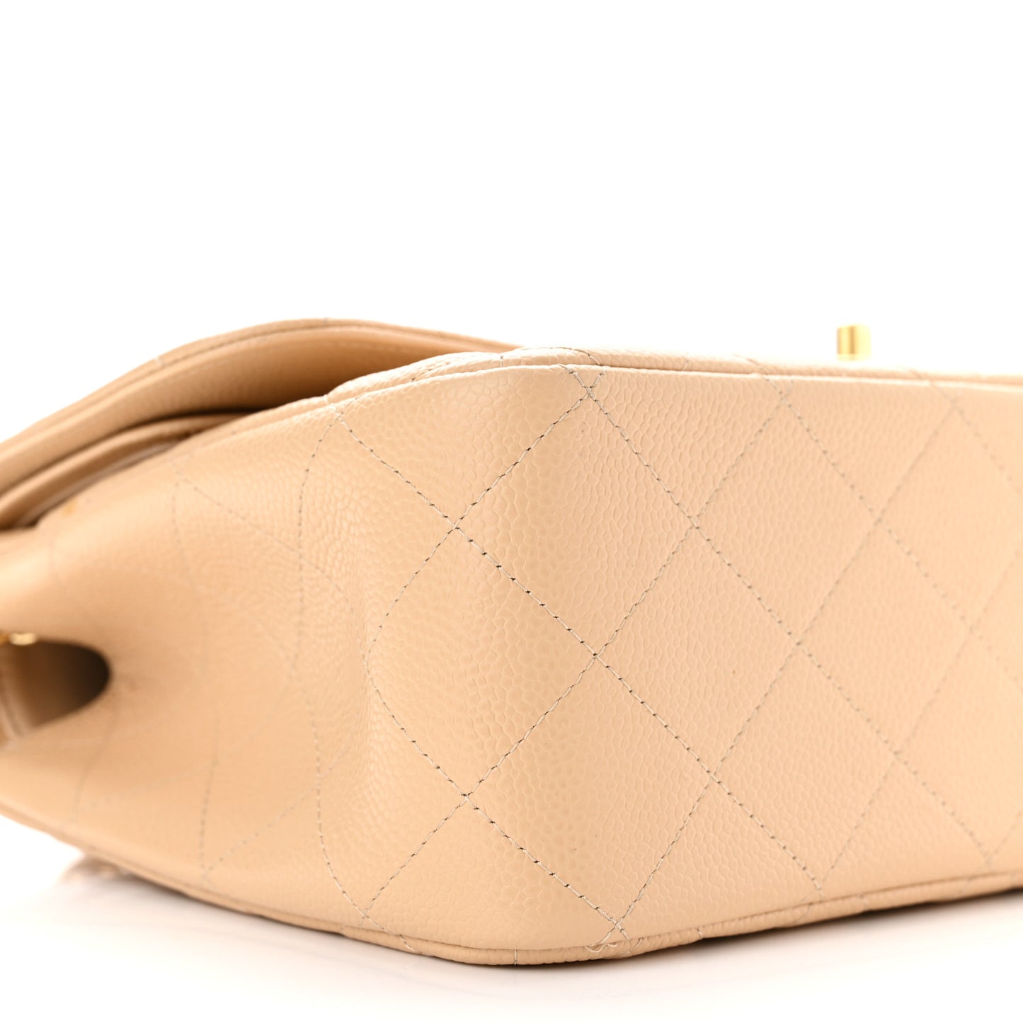 Caviar Quilted Jumbo Double Flap Light Beige