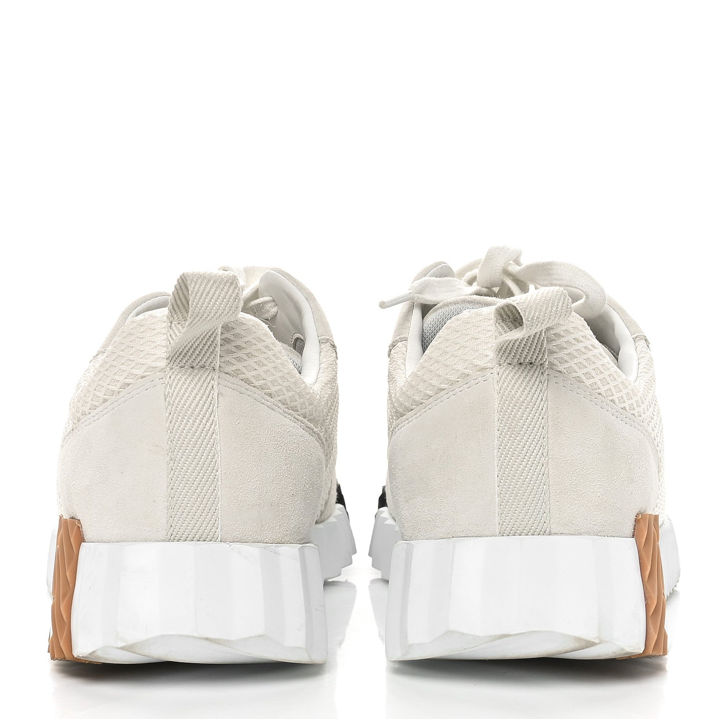 Graphic Mesh Suede Goatskin Bouncing Sneakers 39 White