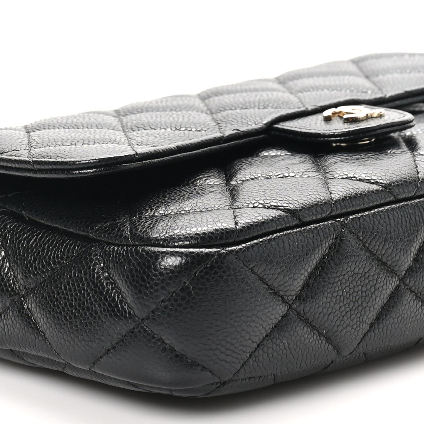 Caviar Quilted Flap Phone Holder With Chain Black