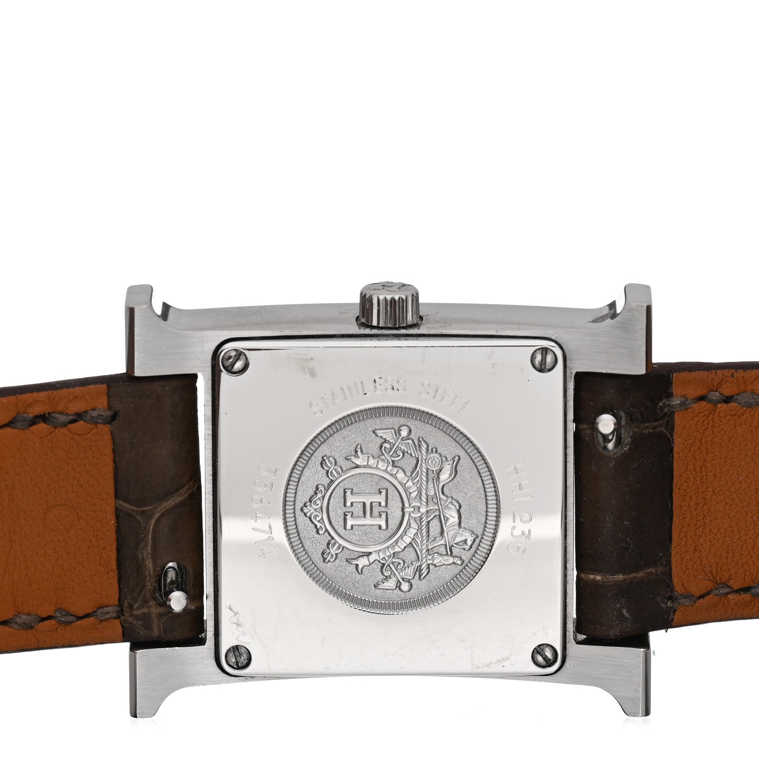 Hermes Stainless Steel Alligator Diamond Bezel Mother of Pearl 21mm Heure H Hour Quartz Watch Gris Elephant 4 of 5