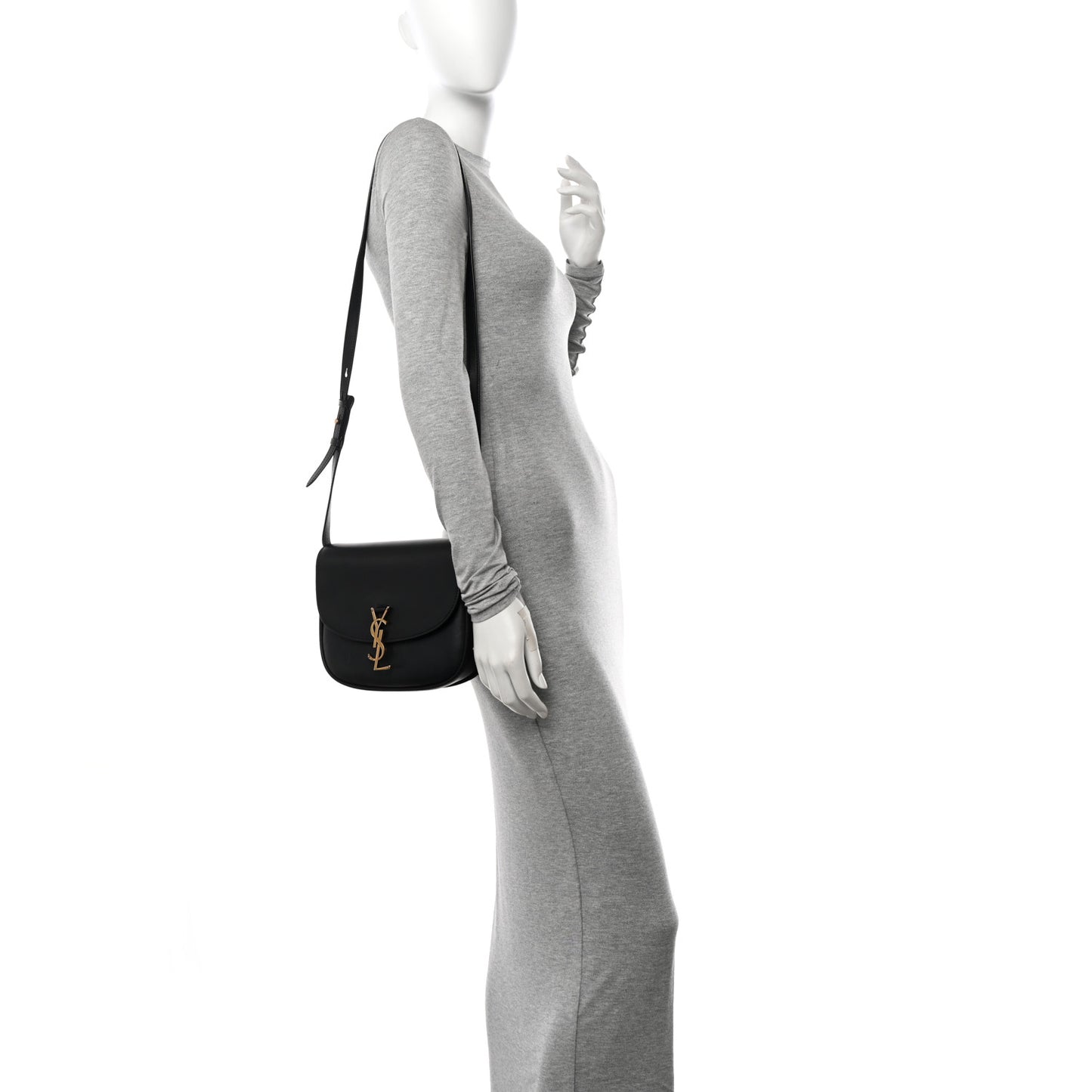 Smooth Calfskin Monogram Medium Kaia Satchel Black
