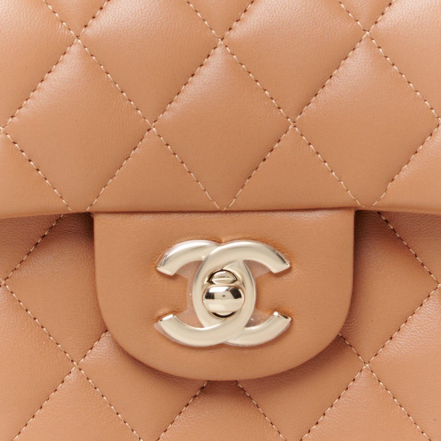 Lambskin Quilted Small Double Flap Brown