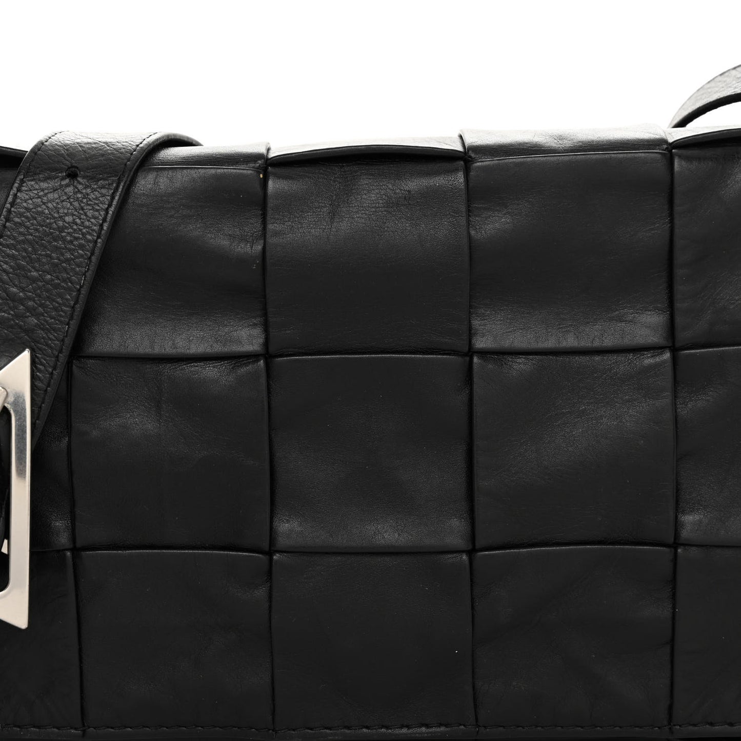 Paper Calfskin Maxi Intreccio Cassette Crossbody Bag Black