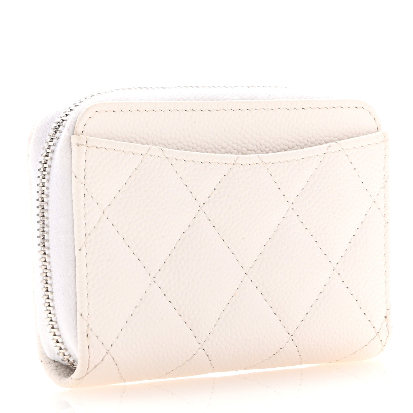 Caviar Quilted Zip Coin Purse White