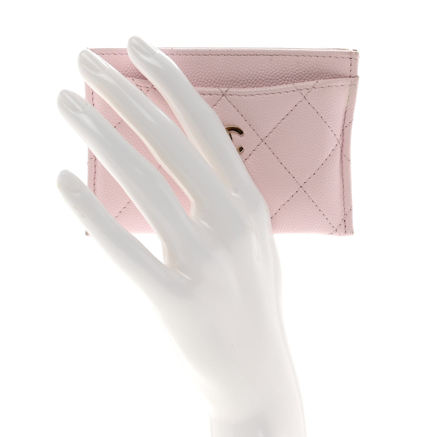 Caviar Quilted Card Holder Light Pink