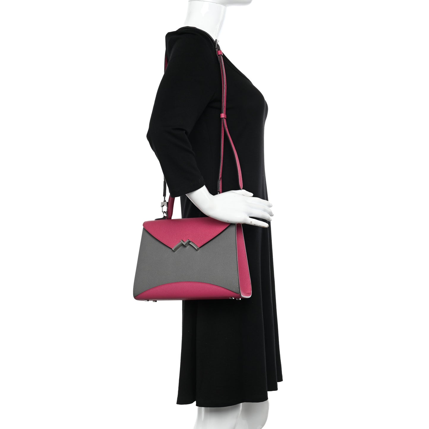 Carat Calfskin Bicolor Gabrielle PM Fuchsia Tourterelle