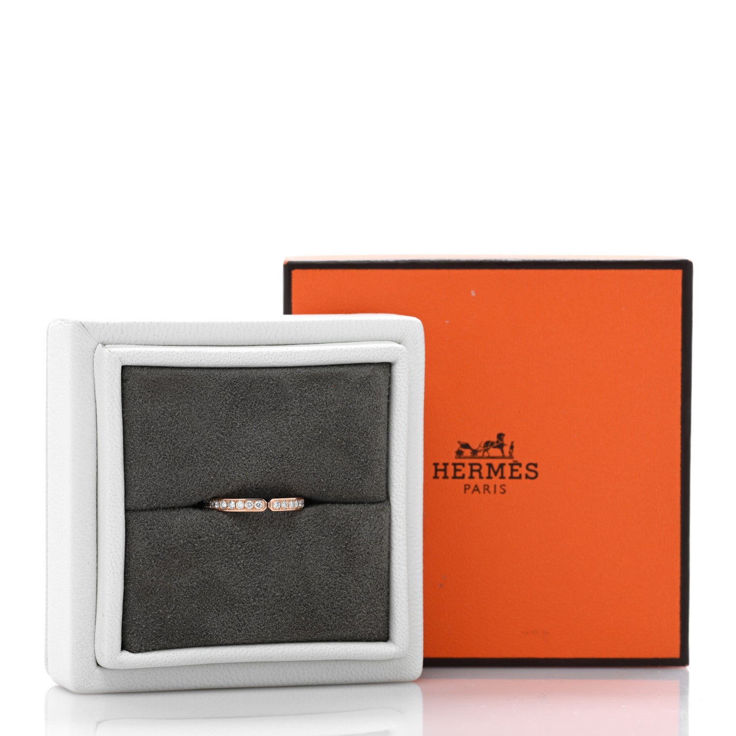 Hermes 18K Rose Gold Diamond PM Ever Kelly Wedding Band Ring 50 5.25 5 of 5