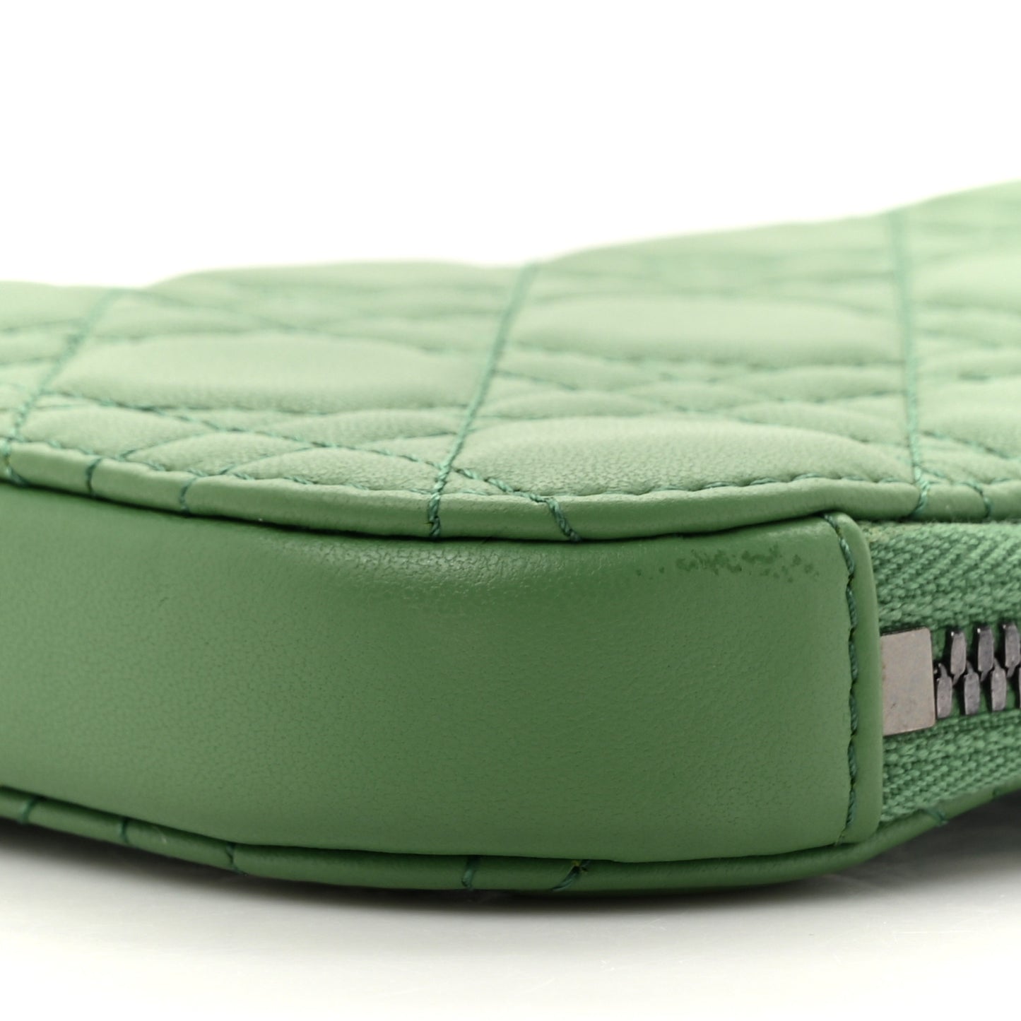 Lambskin Cannage Lady Dior Phone Holder Green