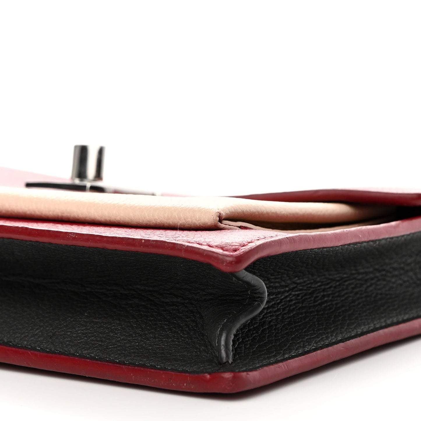 Calfskin My Lockme Chain Pochette Lie De Vin Etain Creme