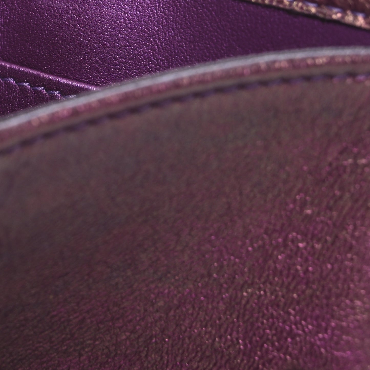 Iridescent Lambskin Quilted Double Flap Wallet Purple