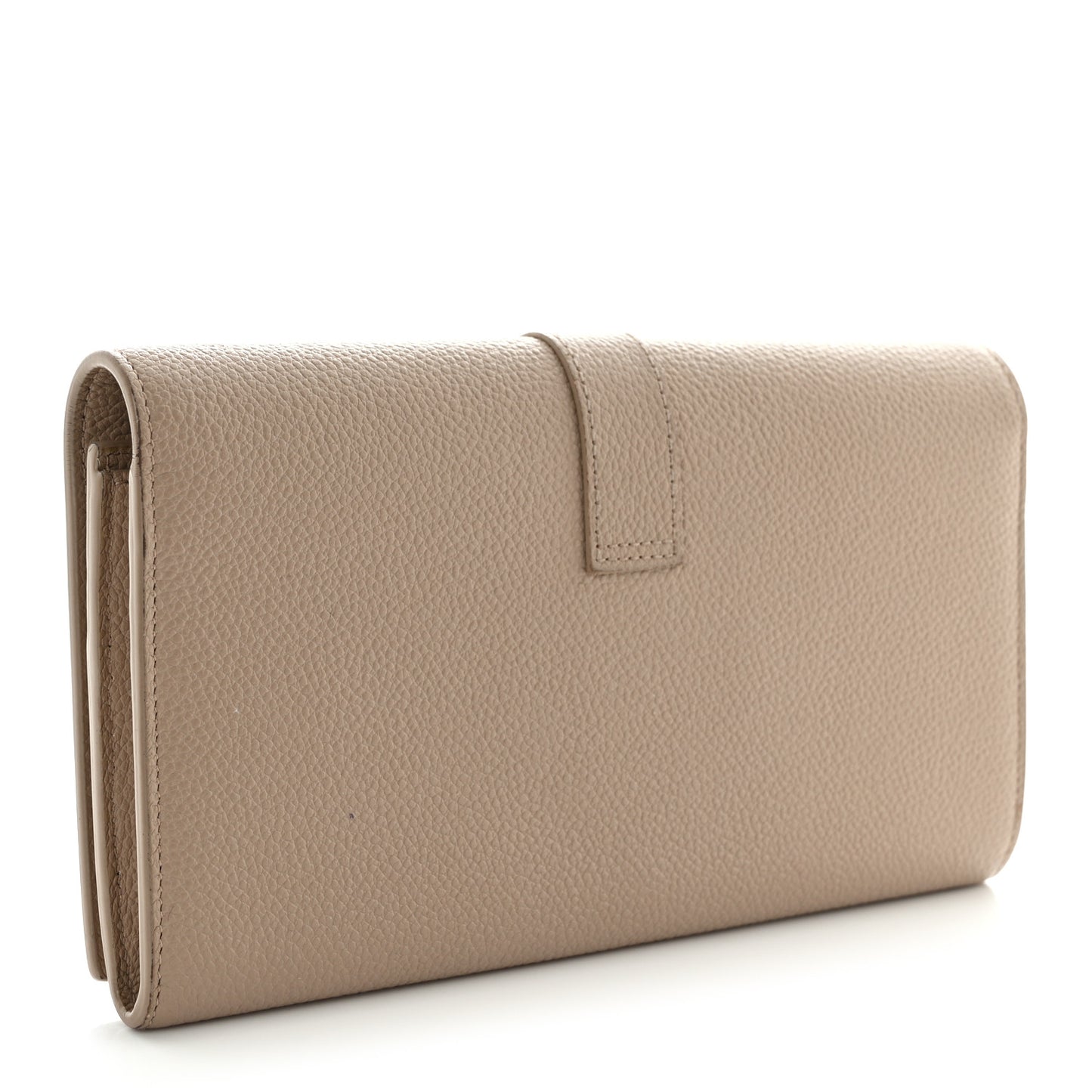 Grained Calfskin Monogram Large Flap Wallet Beige
