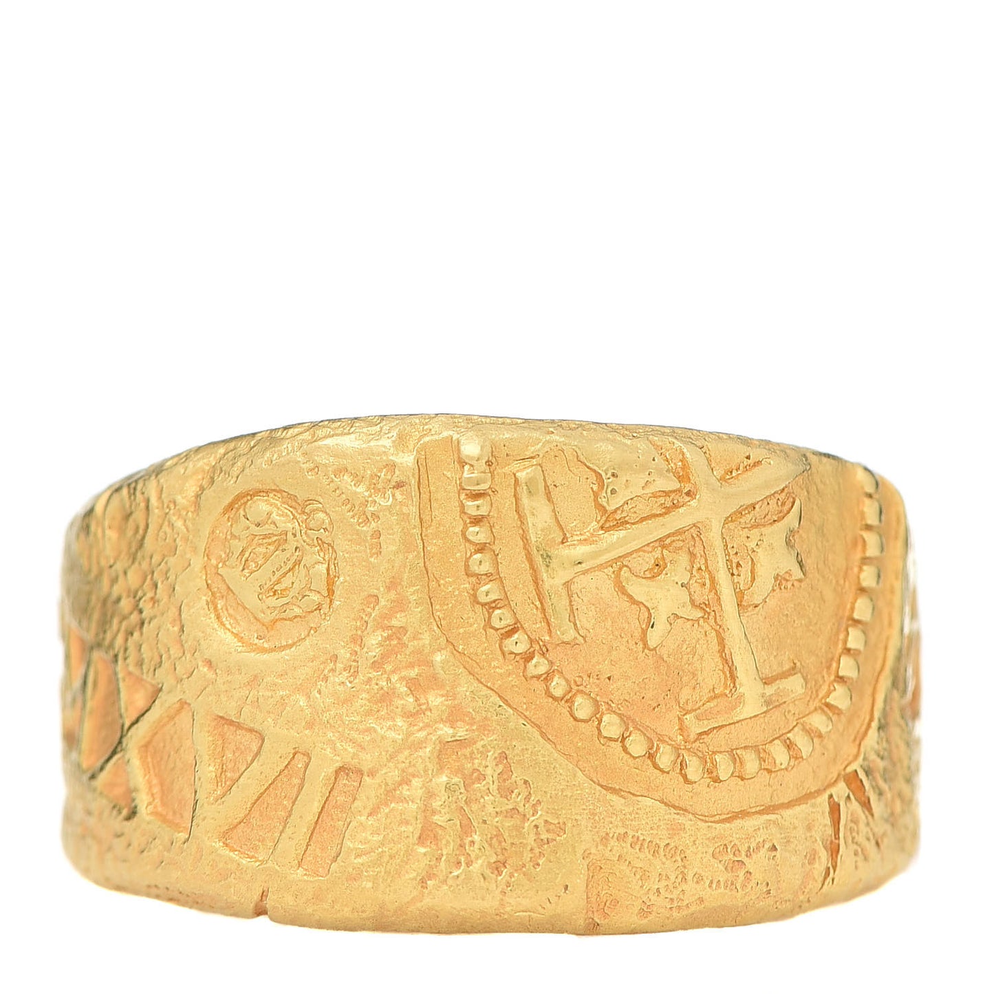 22K Yellow Gold 23.5mm Shipwreck Coin Ring 70 13