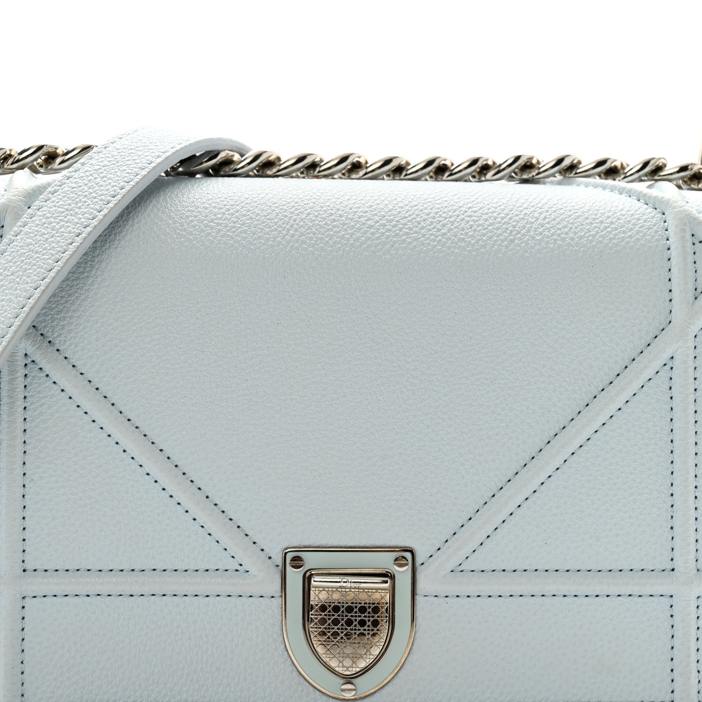 Grained Calfskin Medium Diorama Flap Bag Light blue