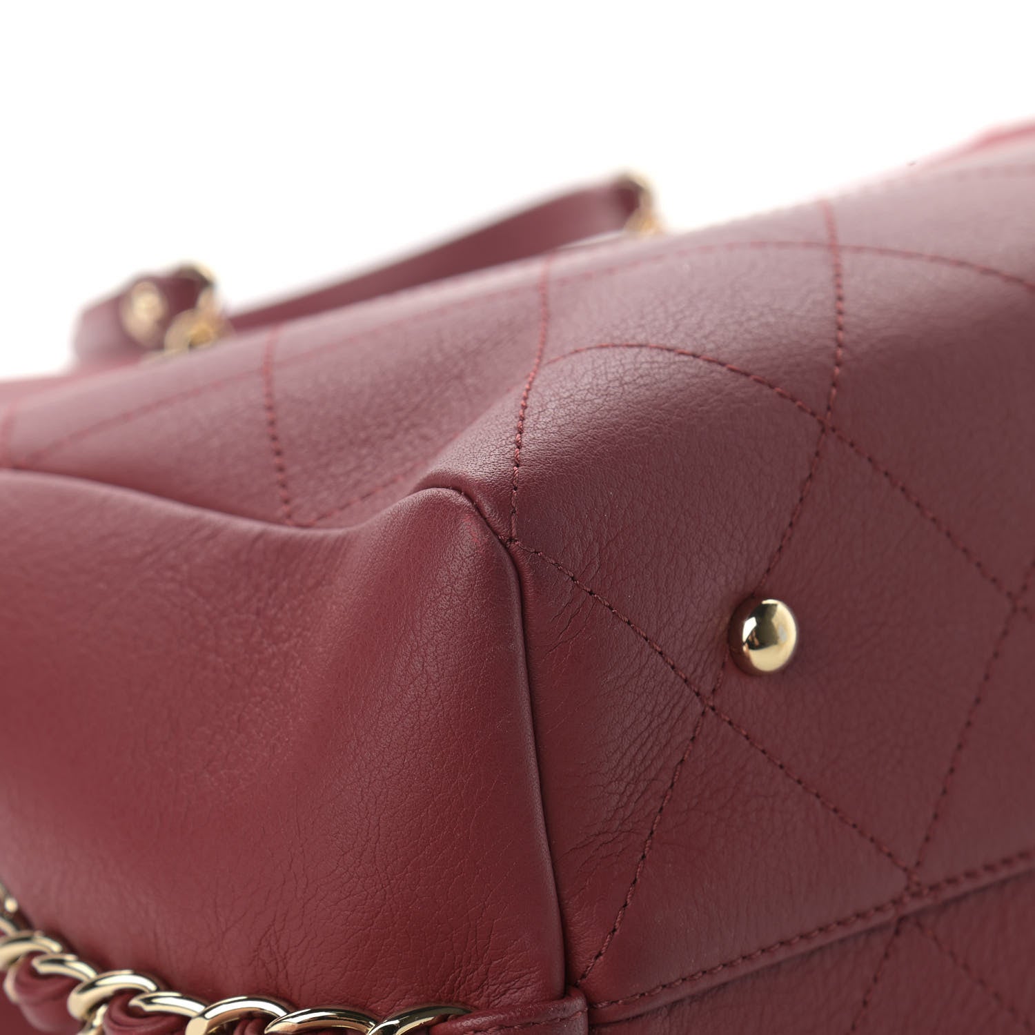 Chanel Bullskin Stitched Medium Shopping Bag Burgundy 11 of 15