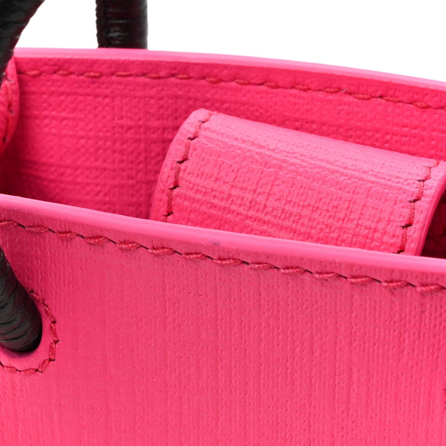 Squared Calfskin Logo Shopping Phone Holder Bag Acid Fuchsia