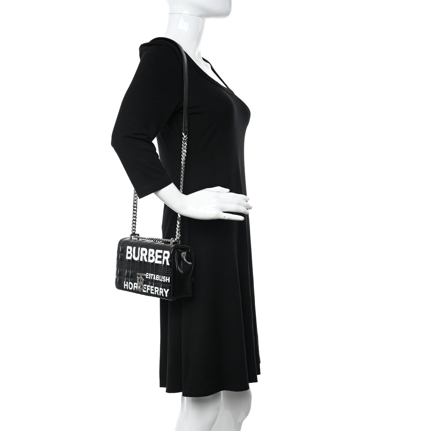 Patent Quilted Horseferry Print Small Lola Bag Black