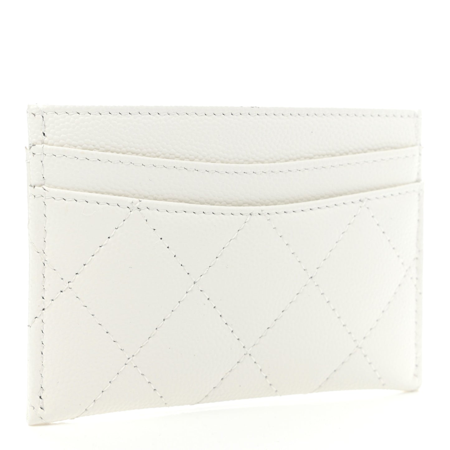 Caviar Quilted Card Holder White