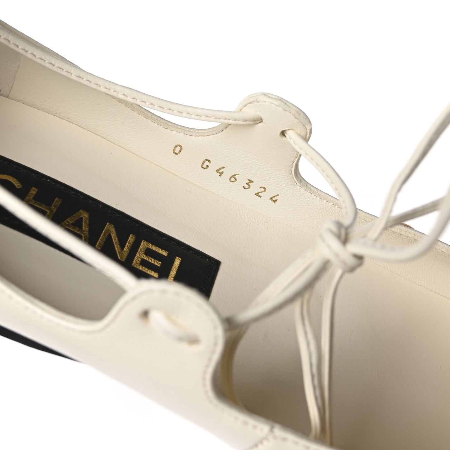 Lambskin Grosgrain Mary Jane Flats 39.5 Ivory Black