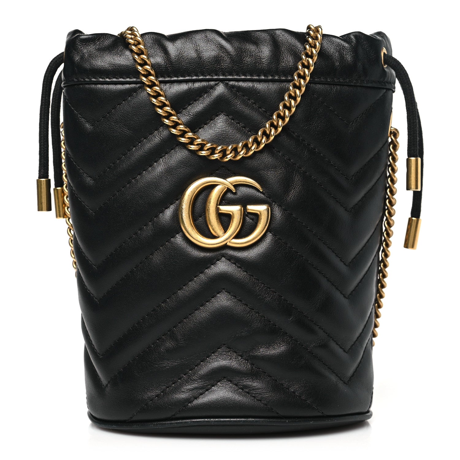Gucci Calfskin Matelasse Mini GG Marmont 2.0 Bucket Bag Black 1 of 11