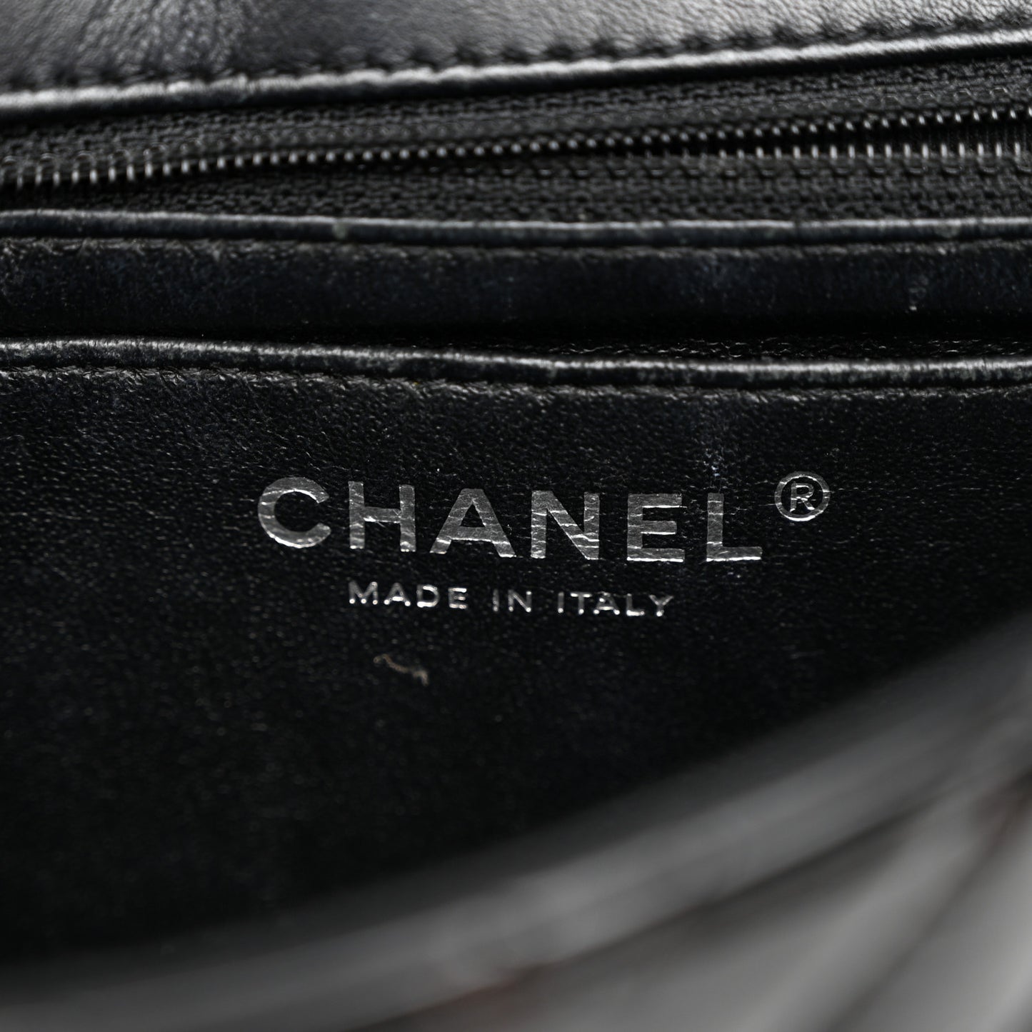 Patent Calfskin Chevron Quilted Mini Rectangular Flap Black