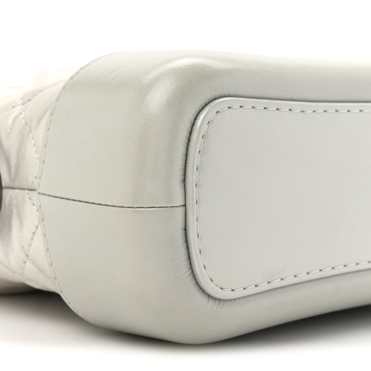Metallic Aged Calfskin Quilted Small Gabrielle Hobo Silver
