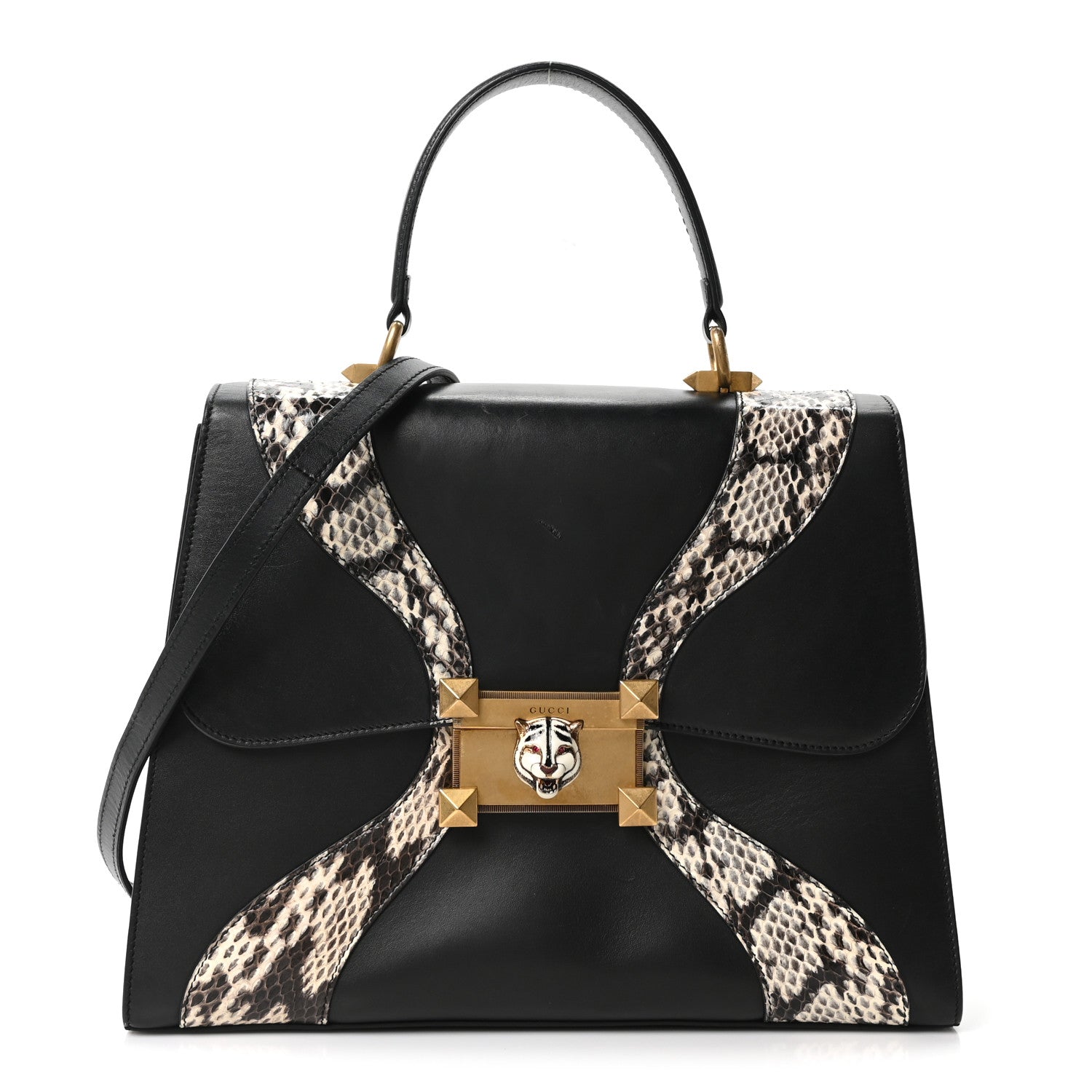 Gucci Calfskin Snakeskin GG Supreme Monogram Medium Osiride Top