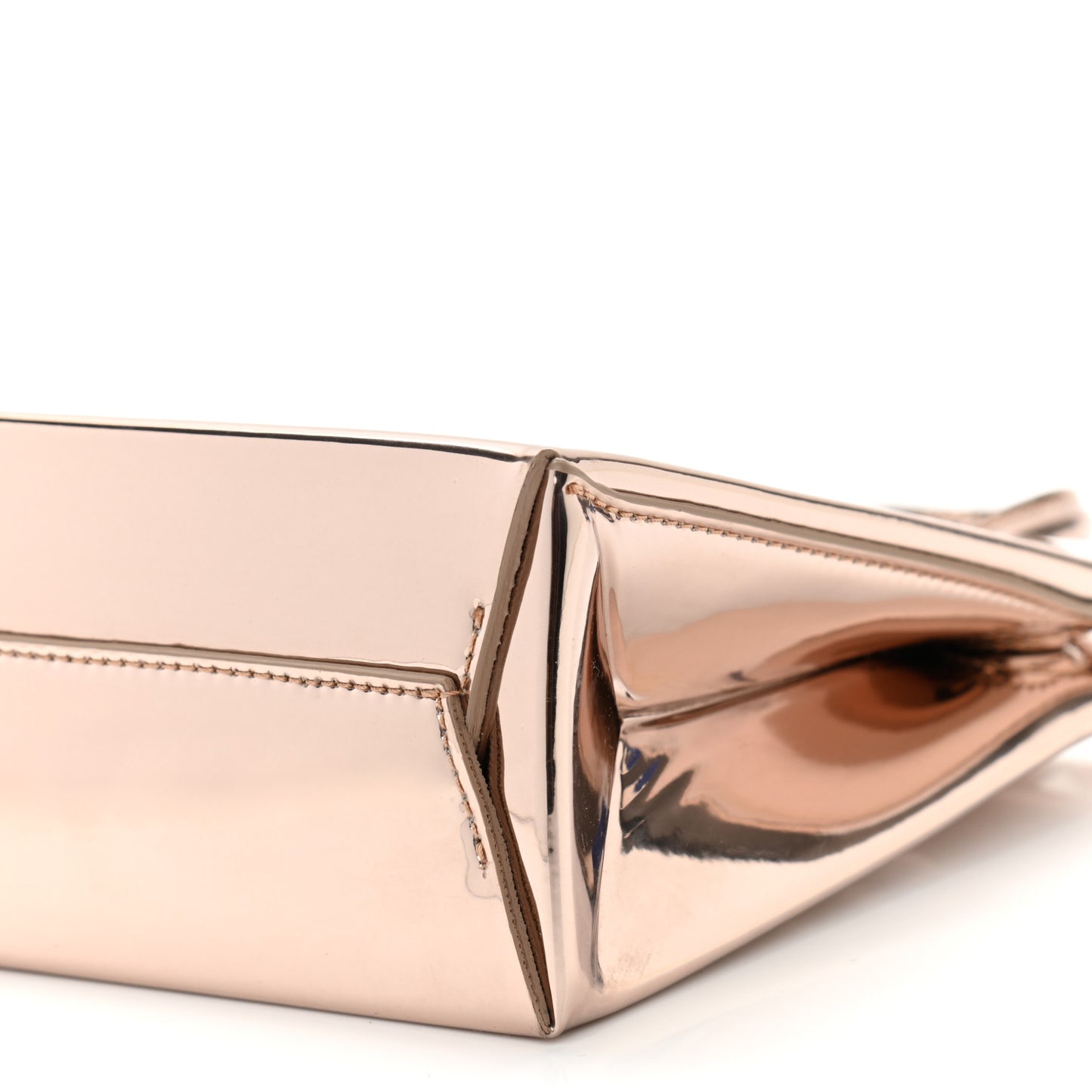 Metallic Patent Mini Box Bag Rose Gold