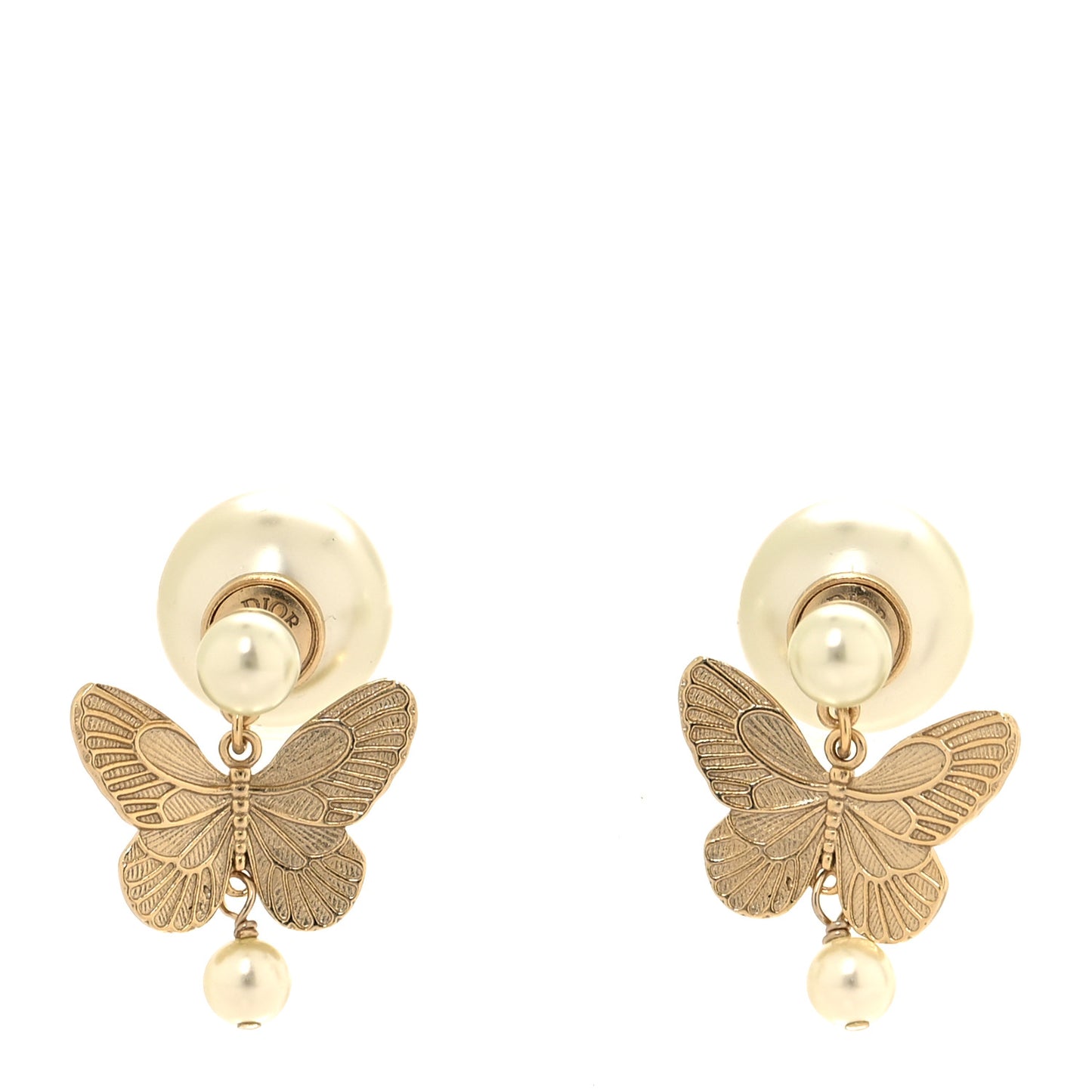 Pearl Butterfly Tribal Earrings Gold