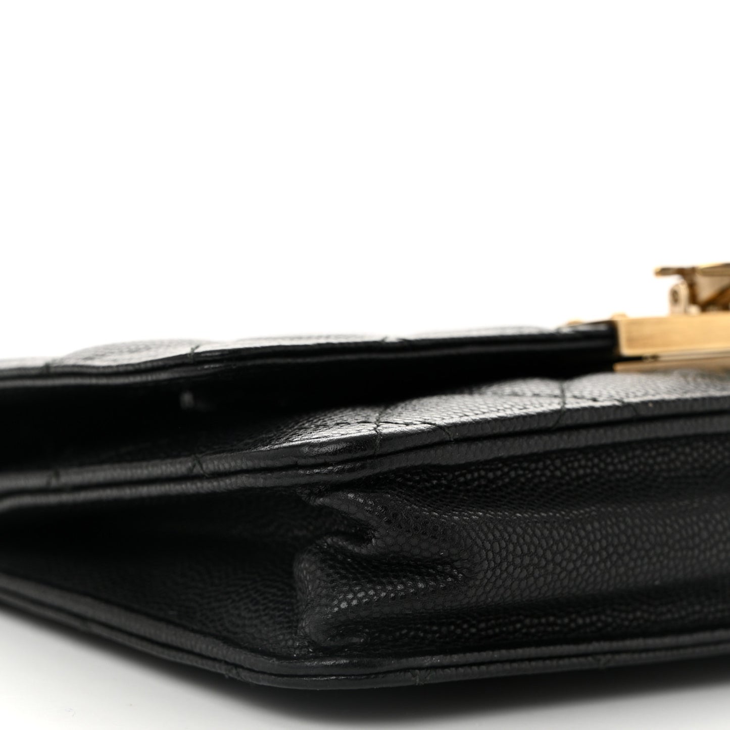 Caviar Quilted Golden Class Wallet On Chain WOC Black