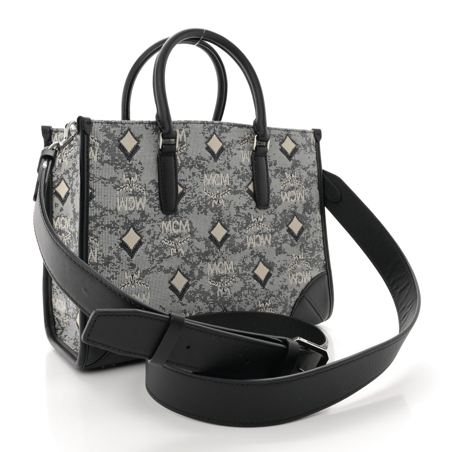 Vintage Jacquard Monogram Small Munchen Tote Grey