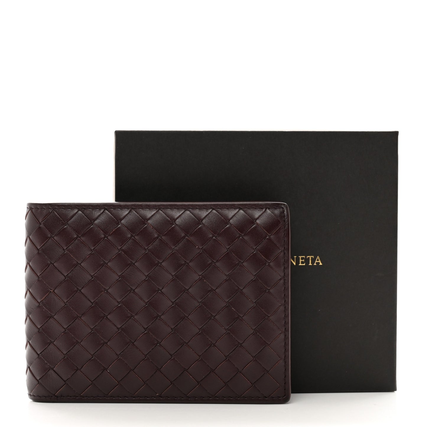 Nappa Intrecciato Bi-Fold Wallet Dark Barolo