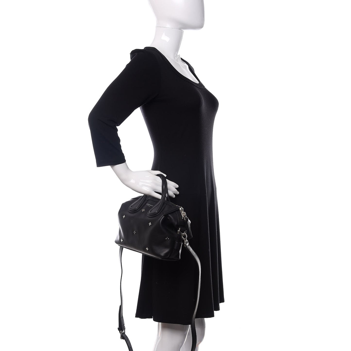 Waxed Calfskin Micro Metal Cross Nightingale Black